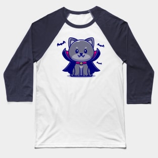 Cute Vampire Cat Cartoon Baseball T-Shirt